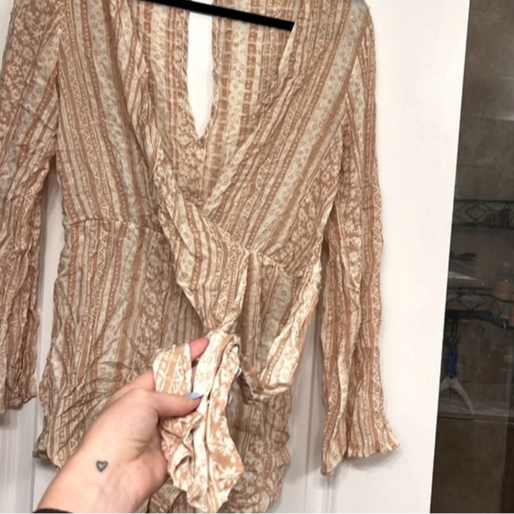 Altar'd State Cream and Tan Patterned Romper - Picture 3 of 4